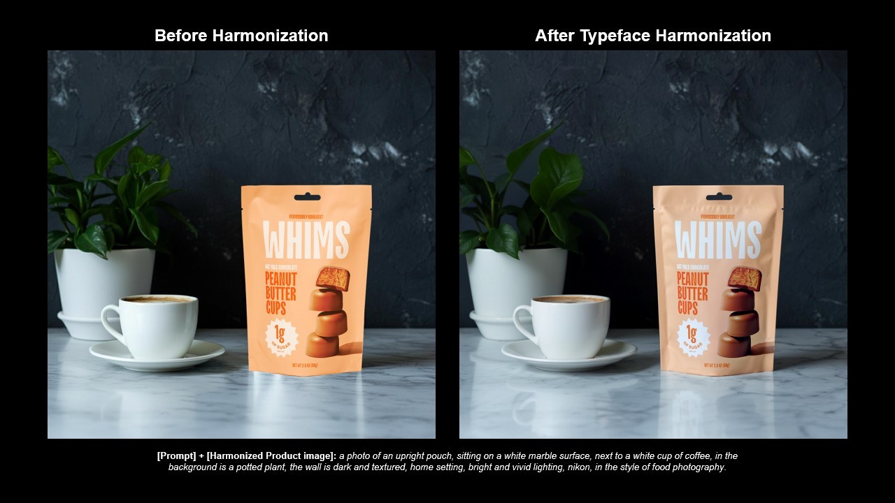 AI food photography with product harmonization on Typeface