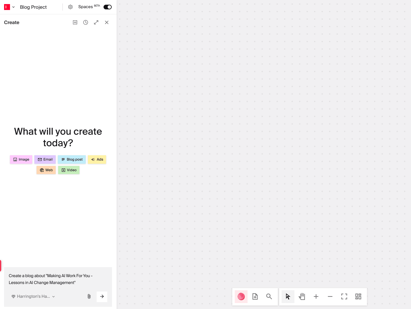 AI blog creation on Typeface
