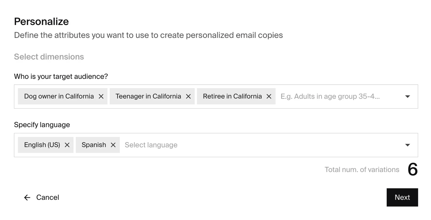 personalizing emails on Typeface