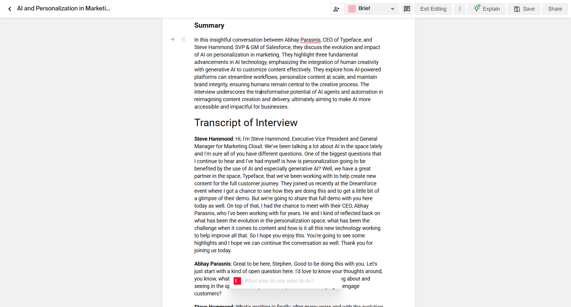 transcribed video content