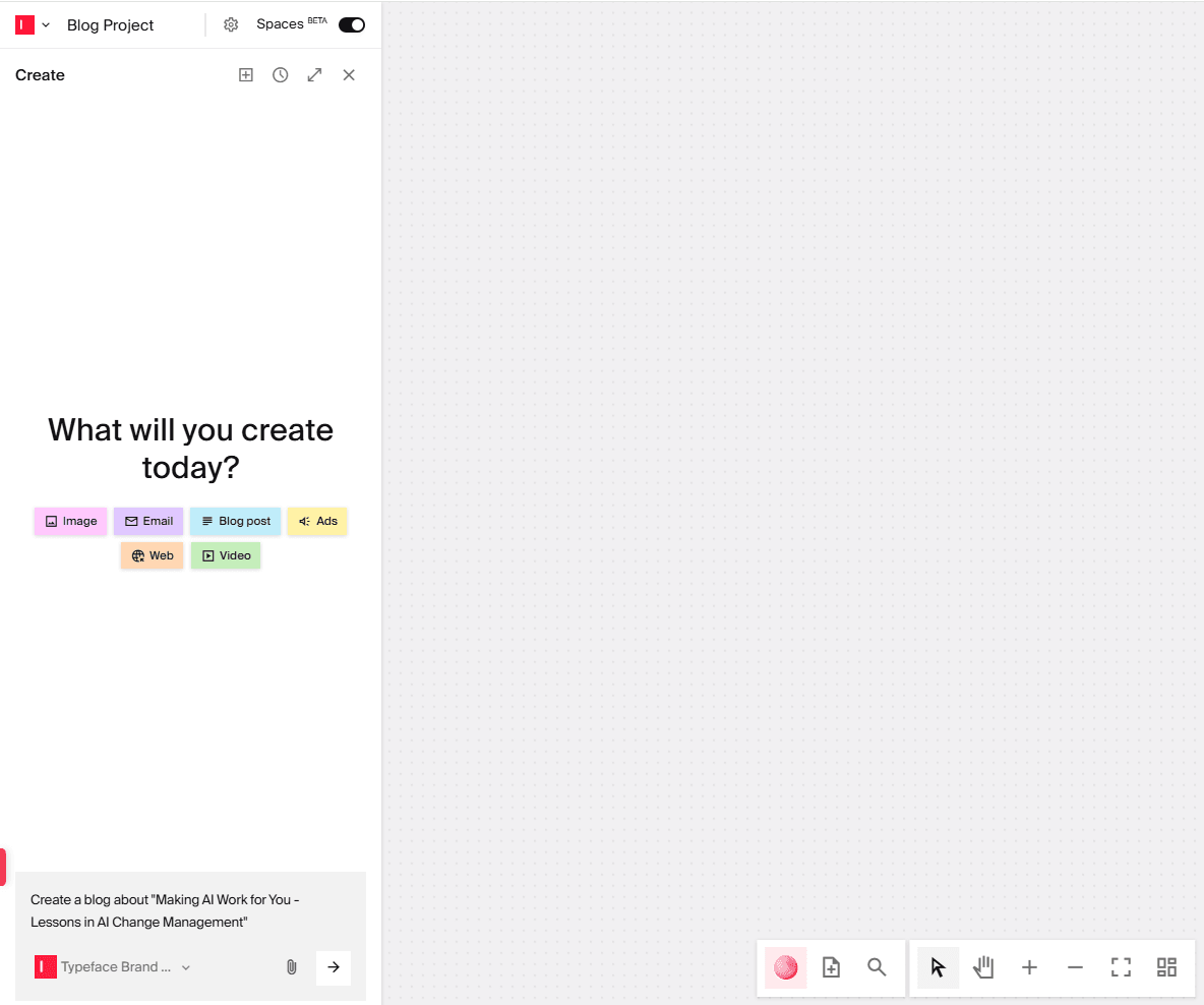 Blog generation in Typeface AI