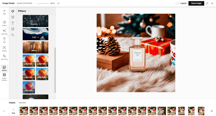 Applying filters to AI generated image