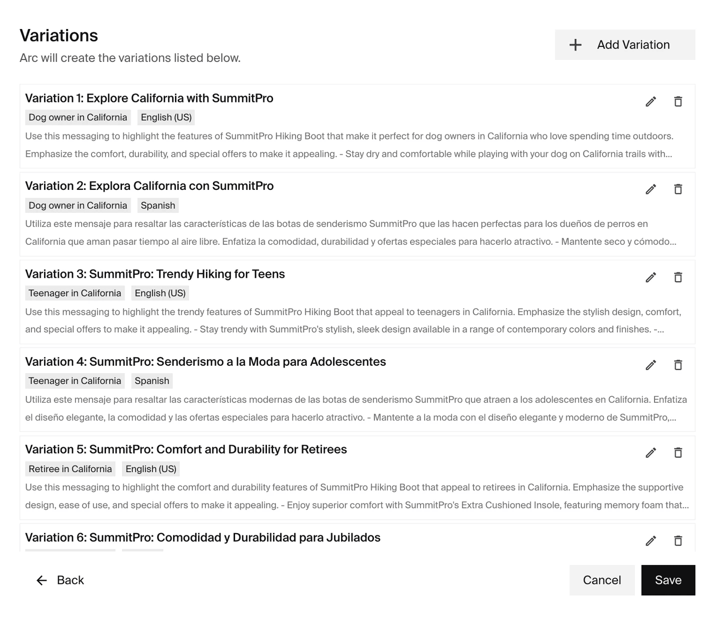 email variations on Typeface