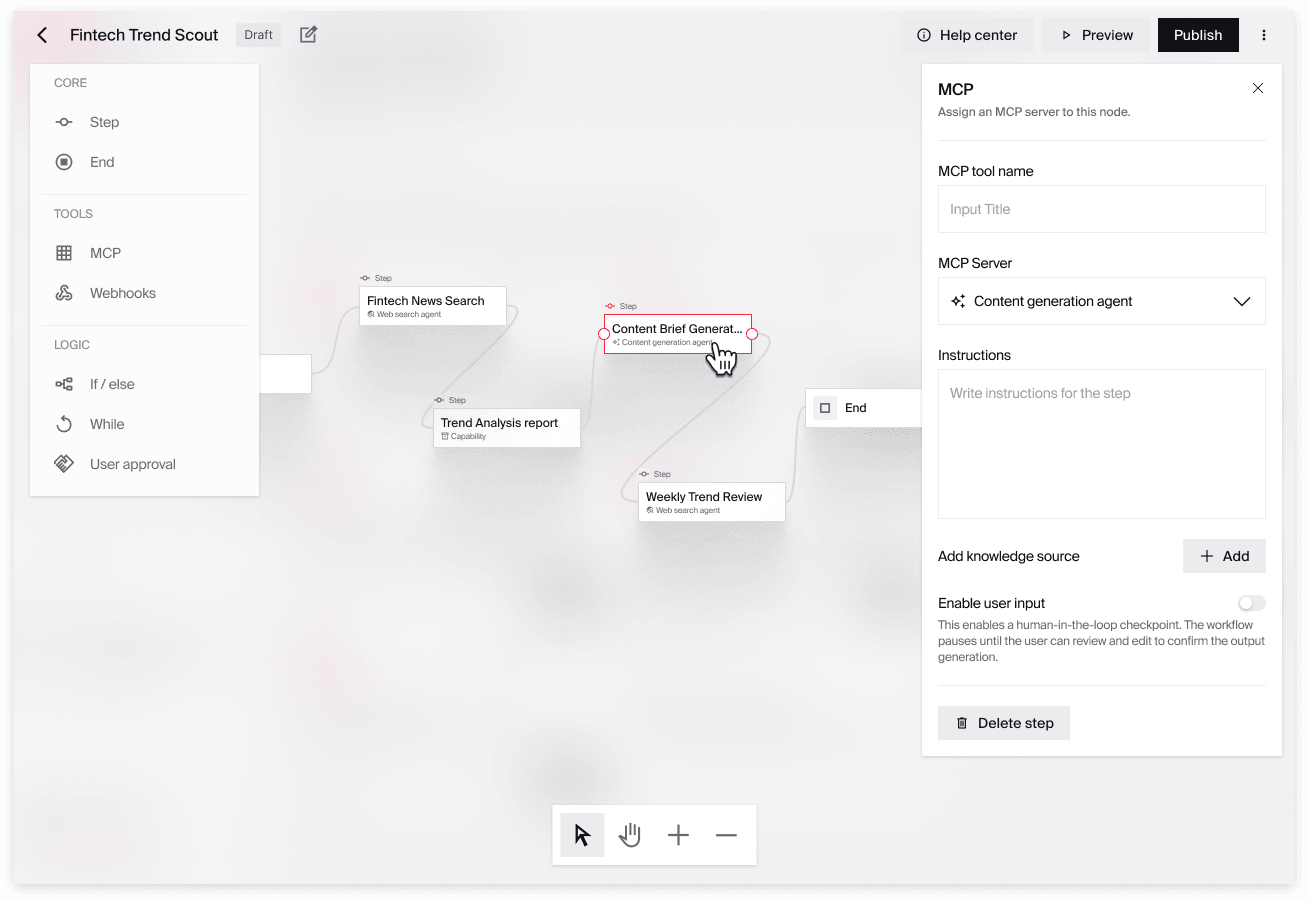 Agent Studio visual builder