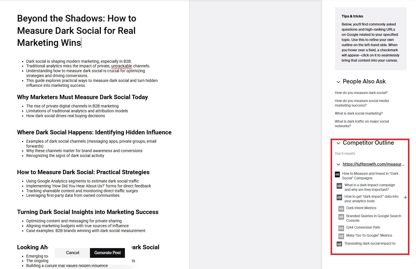 Automate SEO - AI surfaces competitor outlines