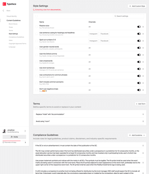 Content quality content on Typeface with Brand Hub