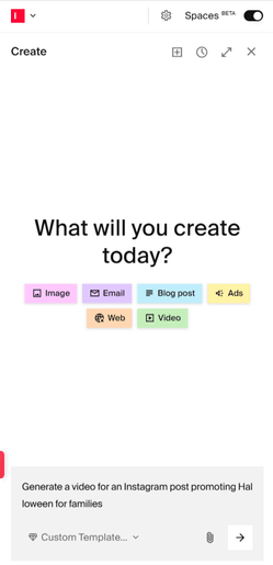 Video generation prompt