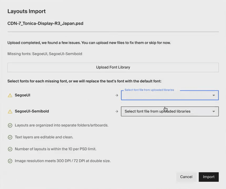 importing ad layout checks